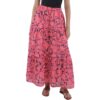 Beulah Womens Pink Tiered Long Summer A-Line Skirt L BHFO 0685