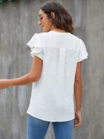 Blooming Jelly Womens White Blouse V Neck Ruffle Sleeve Flowy Shirts Dressy Casual Cute Summer Tops