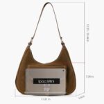 Brown Cow Suede Purse for Women, Suede Hobo Handbag and Crescent Shoulder Crossbody Bags for Women