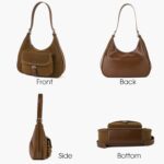 Brown Cow Suede Purse for Women, Suede Hobo Handbag and Crescent Shoulder Crossbody Bags for Women