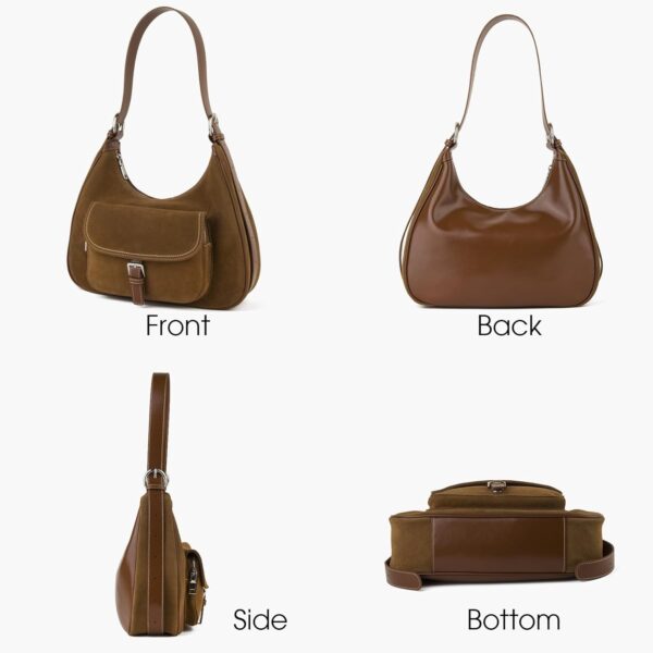 Brown Cow Suede Purse for Women, Suede Hobo Handbag and Crescent Shoulder Crossbody Bags for Women