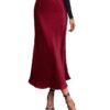 BTFBM 2024 Women Long Satin Summer Fall Skirt Silk Elegant High Waist Cocktail Party Wedding Flared A-Line Midi Skirts