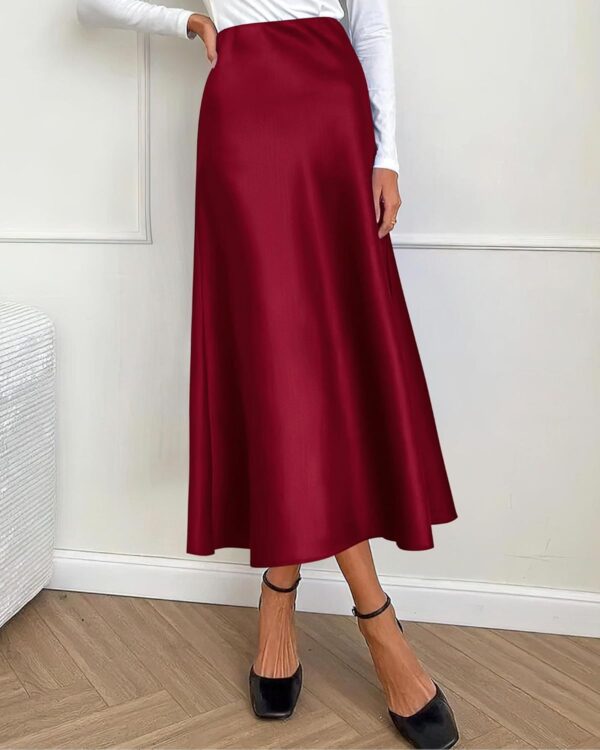 BTFBM 2024 Women Long Satin Summer Fall Skirt Silk Elegant High Waist Cocktail Party Wedding Flared A-Line Midi Skirts