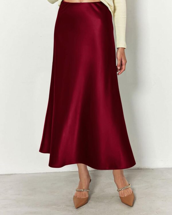 BTFBM 2024 Women Long Satin Summer Fall Skirt Silk Elegant High Waist Cocktail Party Wedding Flared A-Line Midi Skirts