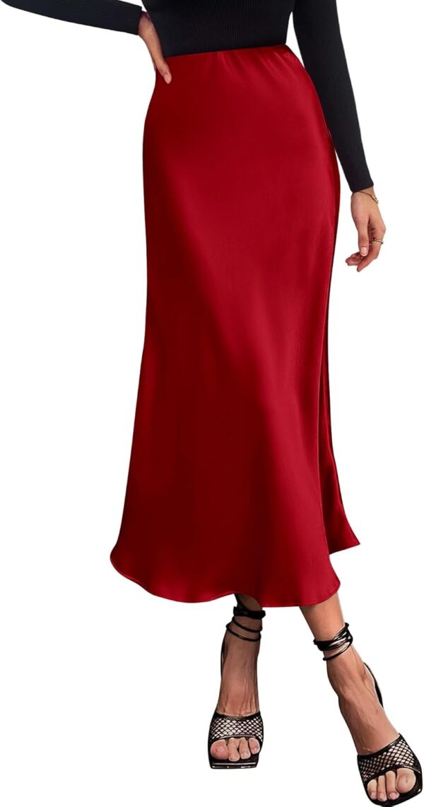 BTFBM 2024 Women Long Satin Summer Fall Skirt Silk Elegant High Waist Cocktail Party Wedding Flared A-Line Midi Skirts