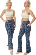 BUBBLELIME 29"/31"/33"/35"/37" Women Bootleg/Wide Legs High Waist Yoga Pants Tummy Control Bootcut Workout Flared Out Pockets