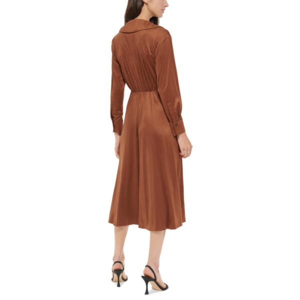 Calvin Klein Womens Brown Faux Suede Tea Long Sleeve Shirtdress 8 BHFO 0065