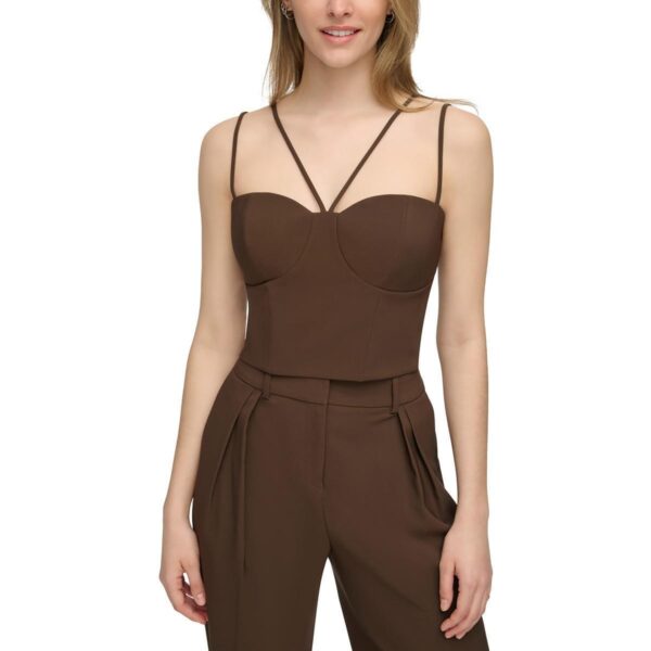 Calvin Klein Womens Brown Sweetheart Neckline Corset Cropped XL BHFO 9226