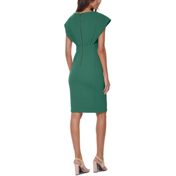 Calvin Klein Womens Green Crepe Boat Neck Sheath Dress Petites 0P BHFO 0409