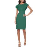 Calvin Klein Womens Green Crepe Boat Neck Sheath Dress Petites 0P BHFO 0409