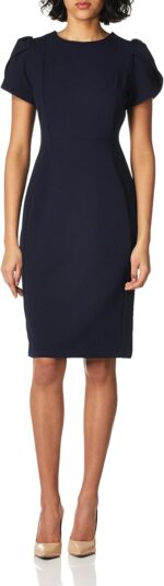 Calvin Klein Women's Tulip Sleeved Above The Knee Sheath Dress