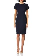 Calvin Klein Women's Tulip Sleeved Above The Knee Sheath Dress