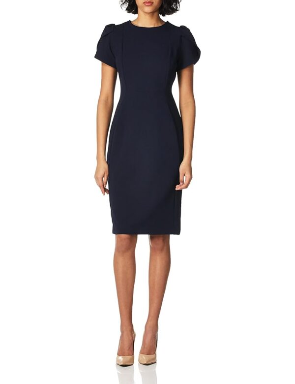 Calvin Klein Women's Tulip Sleeved Above The Knee Sheath Dress