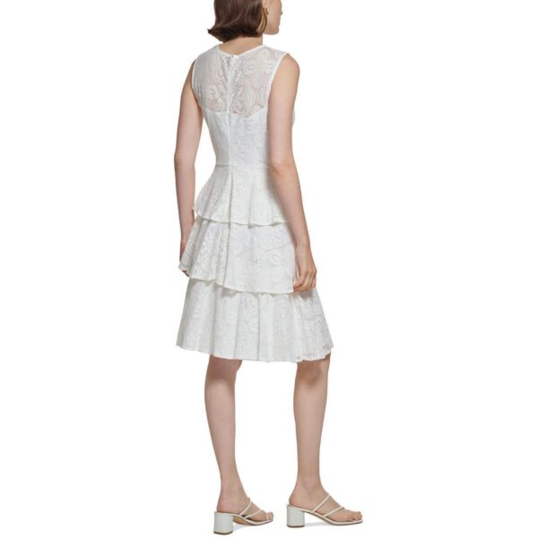 Calvin Klein Womens White Tiered Short Party Fit & Flare Dress 10 BHFO 0046