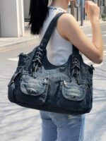 Casual Washed Denim Shoulder Bags Top Handle Lady's Hobo Bags Women Purses And Handbags