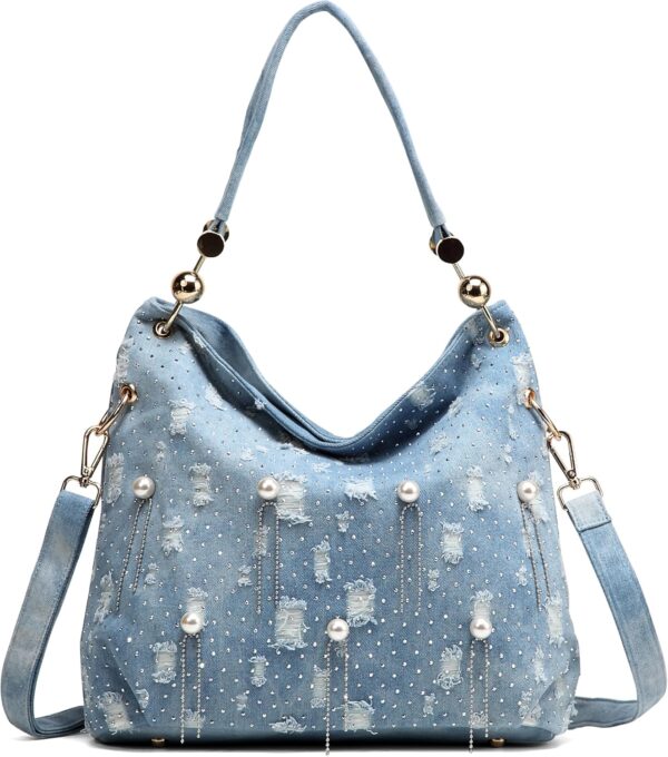 Casual Washed Denim Shoulder Bags Top Handle Lady's Hobo Bags Women Purses And Handbags