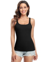 Charmo Camisole Cotton Tank Tops for Womens Bulit in Bra Basic Undershirts S-3XL