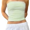 Cioatin Women Strapless Striped Bandeau Tube Tops Y2K Aesthetic Sleeveless Backless Crop Tank Going Out Summer Girls