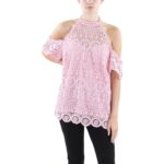 City Chic Womens 69 Pink Halter Picot Trim Top Blouse Shirt XS BHFO 1579