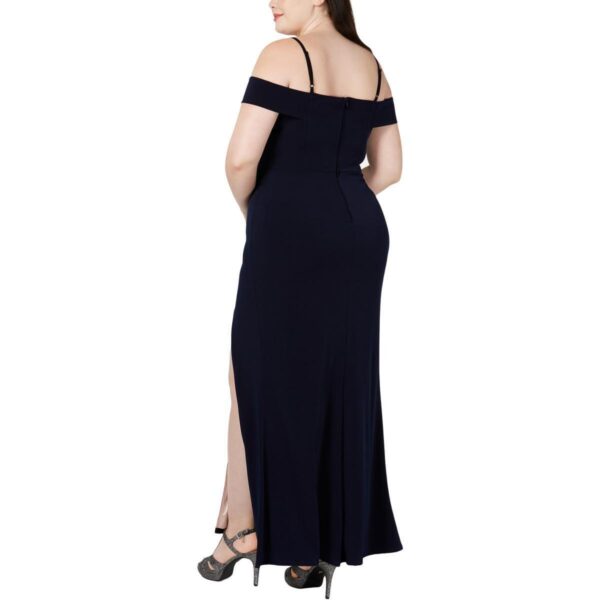 City Studio Womens Off-The-Shoulder V-Neck Evening Dress Gown Plus BHFO 4802