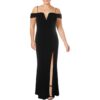 City Studio Womens Off-The-Shoulder V-Neck Evening Dress Gown Plus BHFO 4802