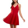 City Studio Womens Padded Bust Mini Fit & Flare Dress Juniors BHFO 3809