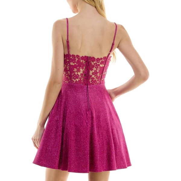 City Studios Womens Pink Glitter Mini Fit & Flare Dress Juniors 13/14 BHFO 8271