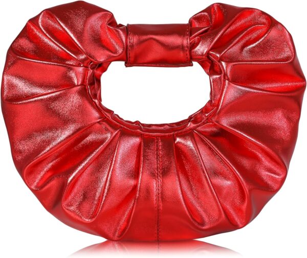 Clutch Purse for Women - Evening Clutch PU Leather Pleated Bag Designer Handbag for Party Prom Wedding