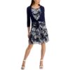 Connected Apparel Womens Navy 2 PC Tiered Two Piece Dress 10 BHFO 9135