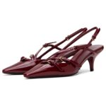 CORNMOOD Slingback Kitten Heels for Women Stiletto Heels Pointed Toe with Buckle Strap Heeled Sandals Pump Shoes Sexy