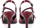 CORNMOOD Slingback Kitten Heels for Women Stiletto Heels Pointed Toe with Buckle Strap Heeled Sandals Pump Shoes Sexy