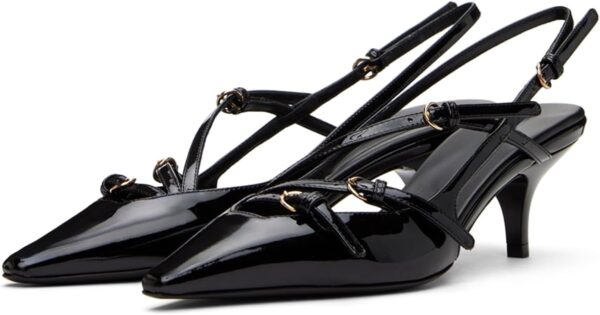 CORNMOOD Slingback Kitten Heels for Women Stiletto Heels Pointed Toe with Buckle Strap Heeled Sandals Pump Shoes Sexy