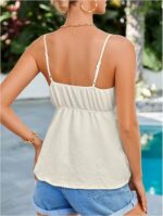 COZYEASE Women's Floral Embroidery Knot Front Cami Tops Peplum Sleeveless V Neck Tank Top