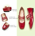 C.Paravano Mary Jane Shoes for Women | Women's Flats | Women Square Toe Flats | Leather Mary Jane