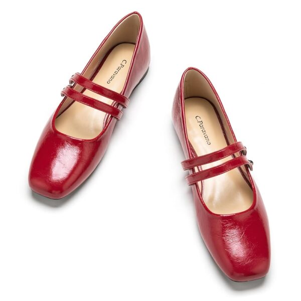 C.Paravano Mary Jane Shoes for Women | Women's Flats | Women Square Toe Flats | Leather Mary Jane