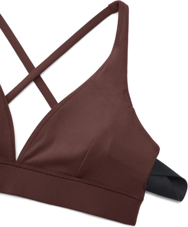 CRZ YOGA Butterluxe Deep V-Neck Sports Bras for Women - Spaghetti Strap Criss Cross Padded Bra Sexy Wireless Yoga Bra