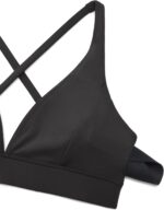 CRZ YOGA Butterluxe Deep V-Neck Sports Bras for Women - Spaghetti Strap Criss Cross Padded Bra Sexy Wireless Yoga Bra