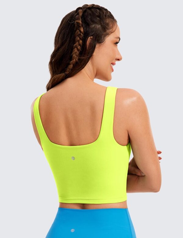 CRZ YOGA Butterluxe Womens Square Neck Longline Sports Bra - Workout Crop Tank Tops Padded with Built in Shelf Yoga Bra