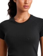 CRZ YOGA Seamless Workout Tops for Women Short Sleeve Athletic Tees Breathable Gym Running Yoga Tshirts Shirts