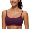 CRZ YOGA Womens Butterluxe Adjustable Spaghetti Strap Sports Bra - Scoop Neck Wireless Padded Bra Yoga Workout Crop Top