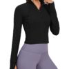 CRZ YOGA Women's Butterluxe Long Sleeve Workout Shirts Half Quarter Zip Sweatshirt Athletic Crop Top Collared Fall Shirt