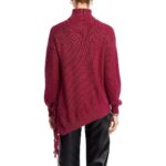 Cupio Womens Red Knit Drop Shoulder Fringe Pullover Sweater Top L BHFO 6134