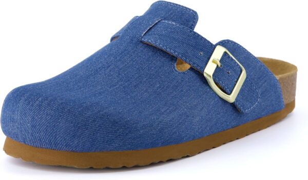 CUSHIONAIRE Hana Slip-On Buckle Clog with Cork Footbed +Memory Foam, Wide Widths Available