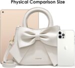 Cute Big Bow Top-handle Purse for Women Vegan Leather Shoulder Handbag Soft Work Shopper Crossbody Satchel