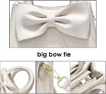 Cute Big Bow Top-handle Purse for Women Vegan Leather Shoulder Handbag Soft Work Shopper Crossbody Satchel