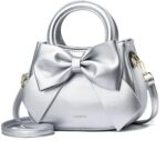 Cute Big Bow Top-handle Purse for Women Vegan Leather Shoulder Handbag Soft Work Shopper Crossbody Satchel