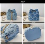 Denim Bucket Bag, Jean Purses for Women Denim Crossbody Bags Hobo Bag Drawstring Handbag