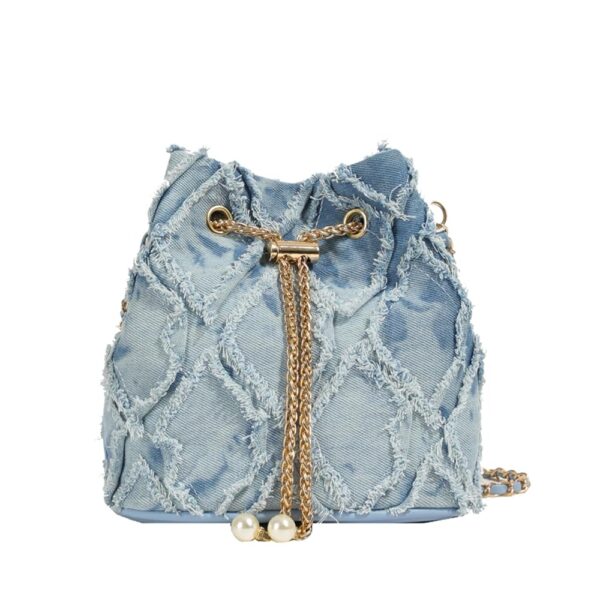 Denim Bucket Bag, Jean Purses for Women Denim Crossbody Bags Hobo Bag Drawstring Handbag