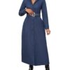 Denim Maxi Shirt Dress for Women Long Sleeve Button Down Belted Casual Dress Prom Dress with Pockets