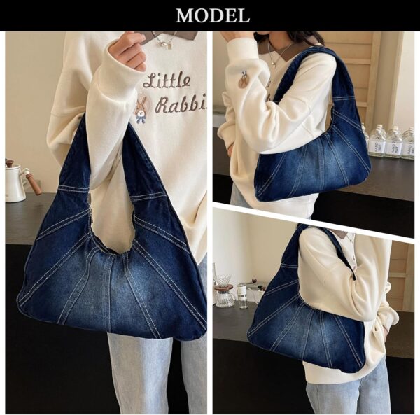 Denim Purse, Trendy Jean Purses for Women Denim Hobo Bag Y2K Shoulder Bag Handbags